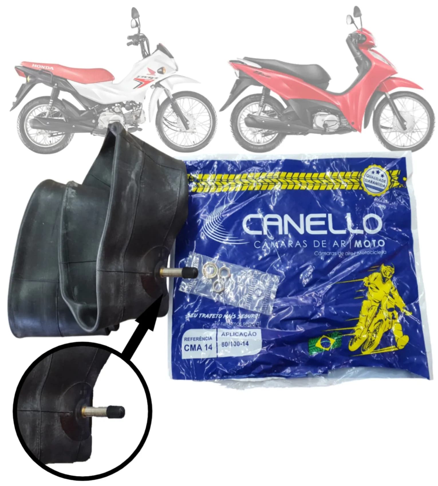 Câmara de Ar Aro 14 CMA-14 Moto 80/100-14 Canello