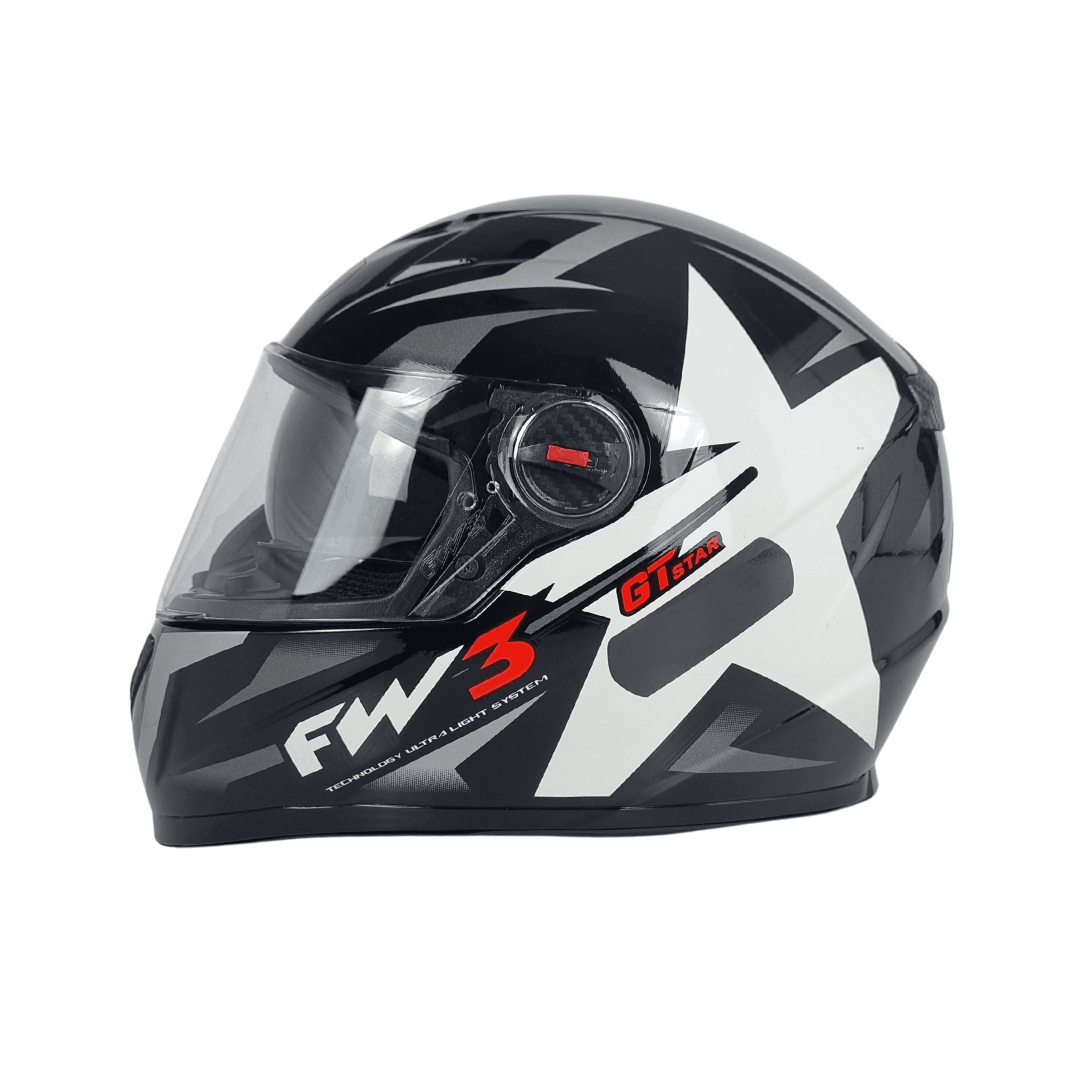 Capacete Moto FW3 GTX Star Preto Brilhante Grafite e Prata Integral com Óculos Interno