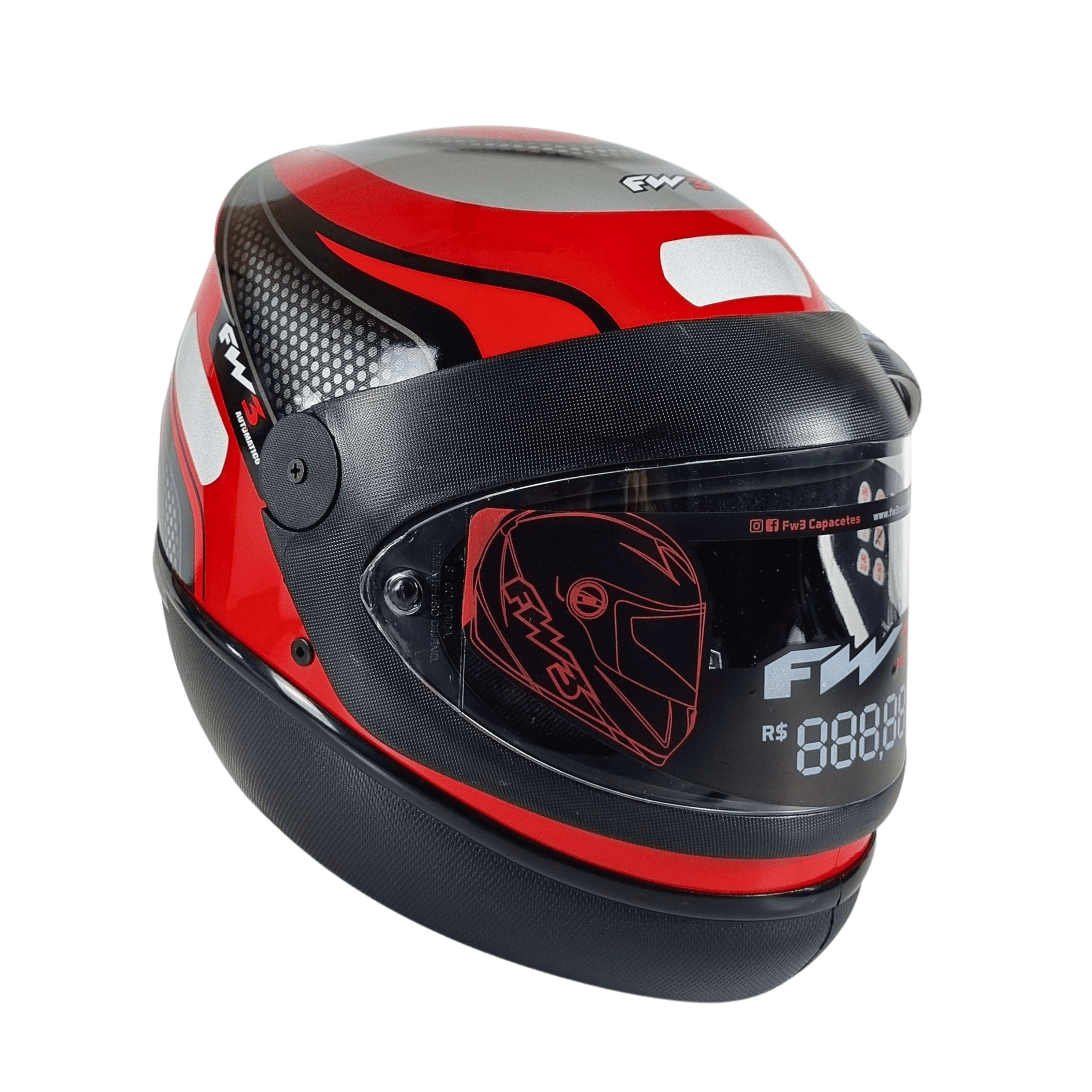 Capacete Moto FW3 Automatic Vermelho Integral Fechado
